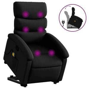 vidaXL Stand up Massage Recliner Chair Black Faux Leather