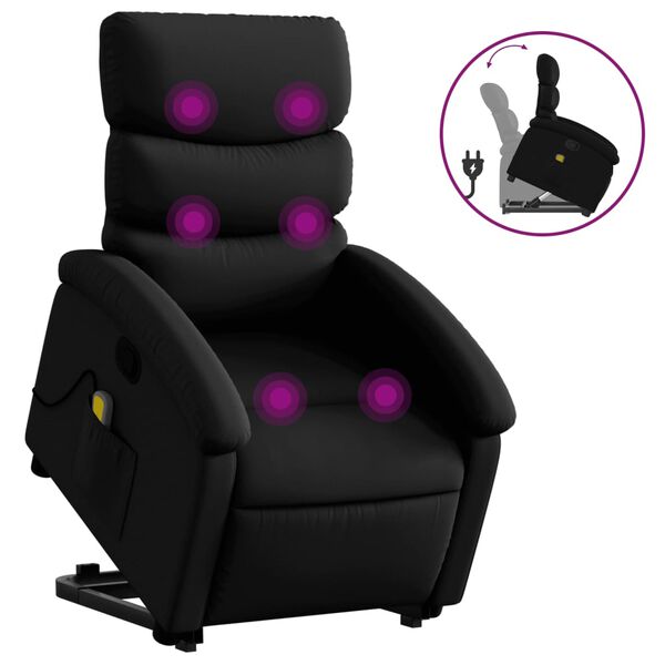vidaXL Stand up Massage Recliner Chair Black Faux Leather