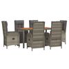 vidaXL 7 Piece Garden Dining Set with Cushions Grey Poly Rattan
