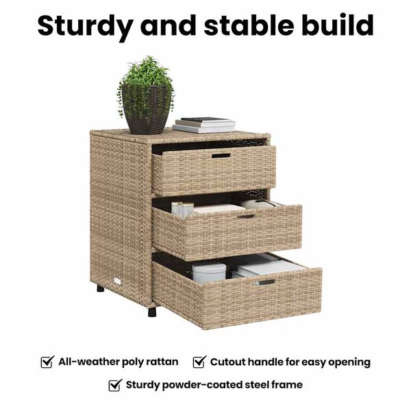 vidaXL Garden Storage Cabinet Beige 55x59x69 cm Poly Rattan