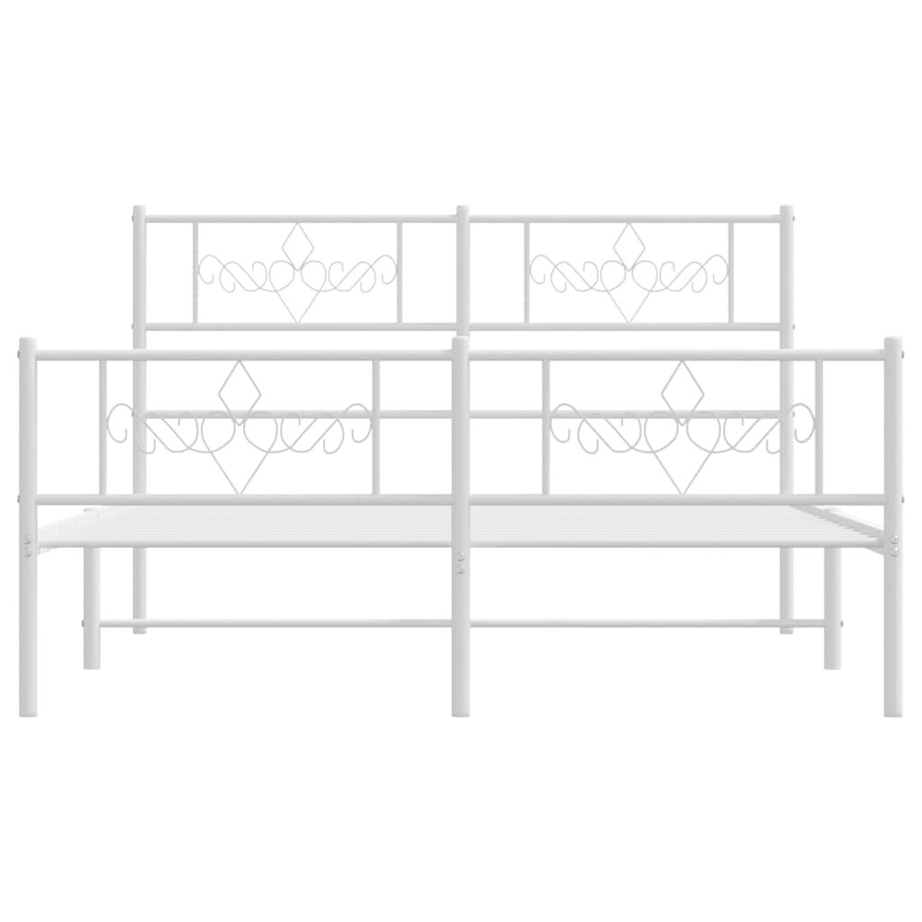 vidaXL Metal Bed Frame without Mattress with Footboard White 150x200cm