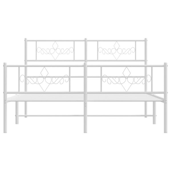 vidaXL Metal Bed Frame without Mattress with Footboard White 150x200cm