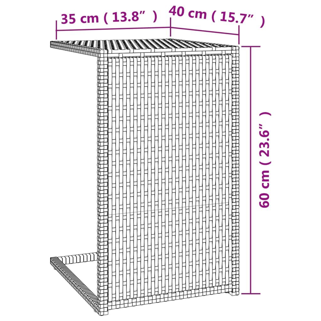 vidaXL C Table Black 40x35x60 cm Poly Rattan