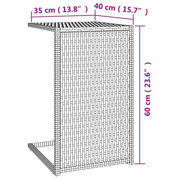 vidaXL C Table Black 40x35x60 cm Poly Rattan