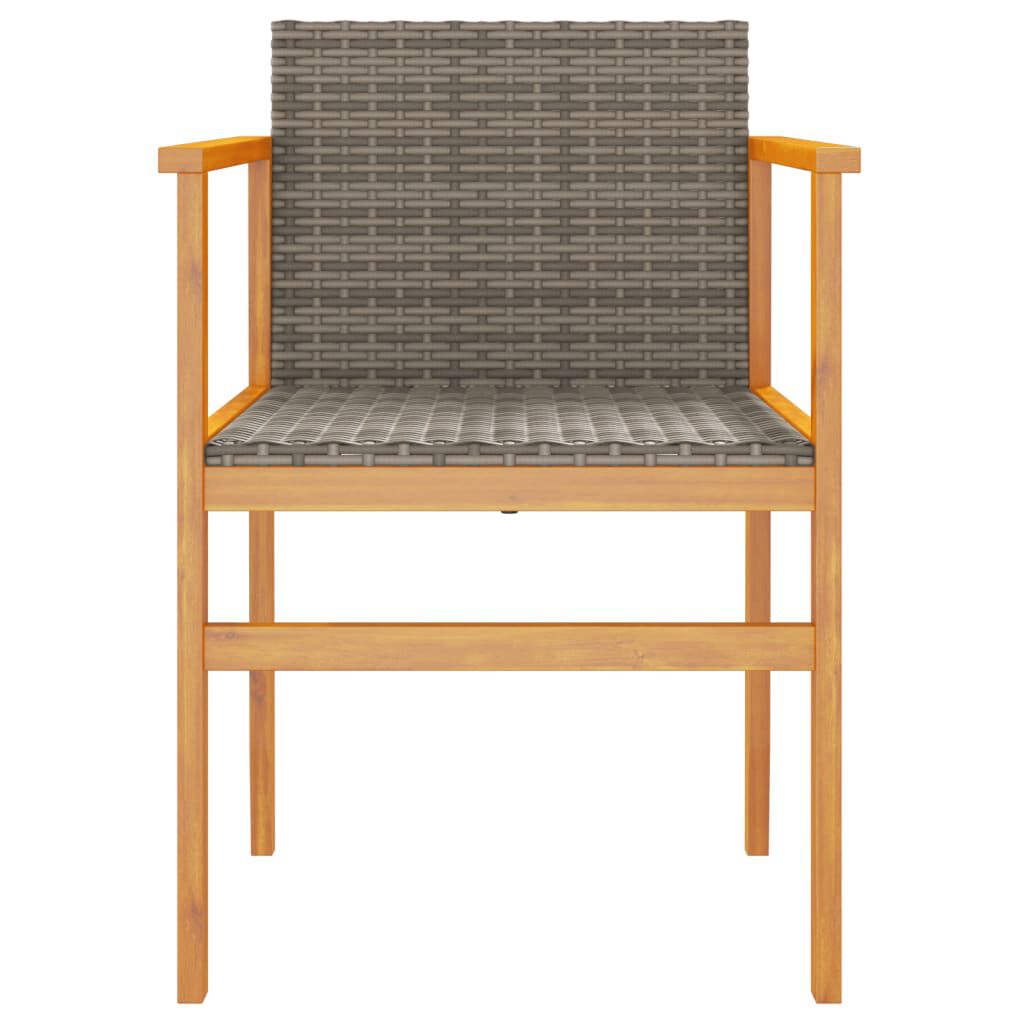 vidaXL Garden Chairs 2 pcs Grey Poly Rattan&Solid Wood