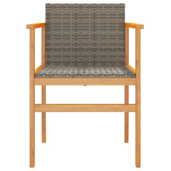 vidaXL Garden Chairs 2 pcs Grey Poly Rattan&Solid Wood