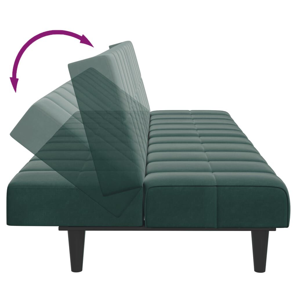 vidaXL 2-Seater Sofa Bed with Footstool Dark Green Velvet