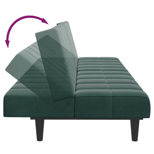 vidaXL 2-Seater Sofa Bed with Footstool Dark Green Velvet