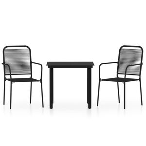 vidaXL 3 Piece Garden Dining Set Black