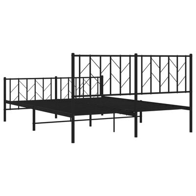 vidaXL Metal Bed Frame without Mattress with Footboard Black 150x200 cm King Size