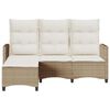 vidaXL Reclining Garden Sofa with Cushions L-shaped Beige Poly Rattan