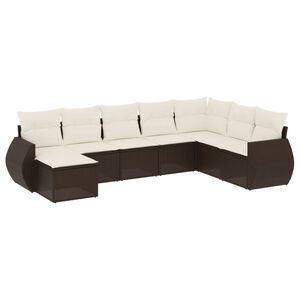 vidaXL 8 Piece Garden Sofa Set with Cushions Brown Poly Rattan
