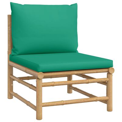 vidaXL 9 Piece Garden Lounge Set with Green Cushions Bamboo