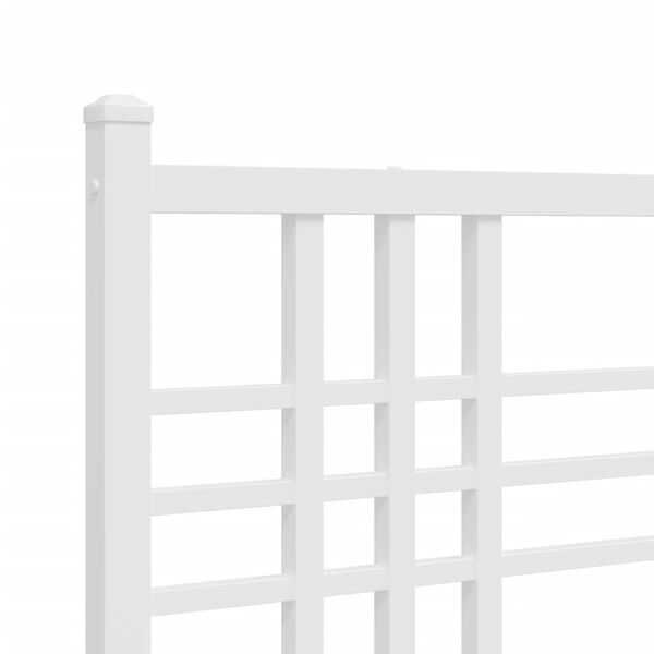 vidaXL Metal Bed Frame without Mattress with Headboard White 193x203cm