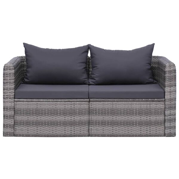 vidaXL 7 Piece Garden Lounge Set with Cushions Poly Rattan Grey