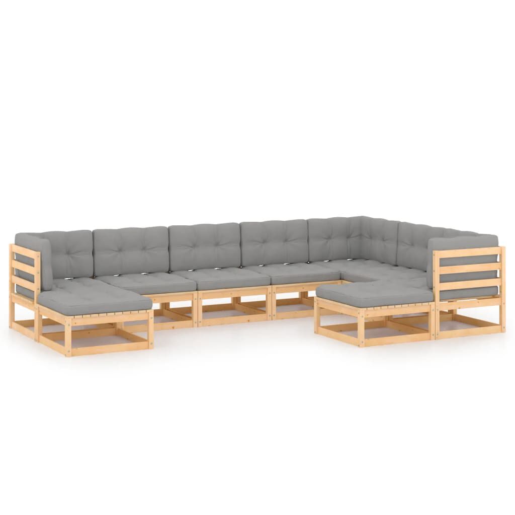 vidaXL 9 Piece Garden Lounge Set with Cushions Solid Pinewood
