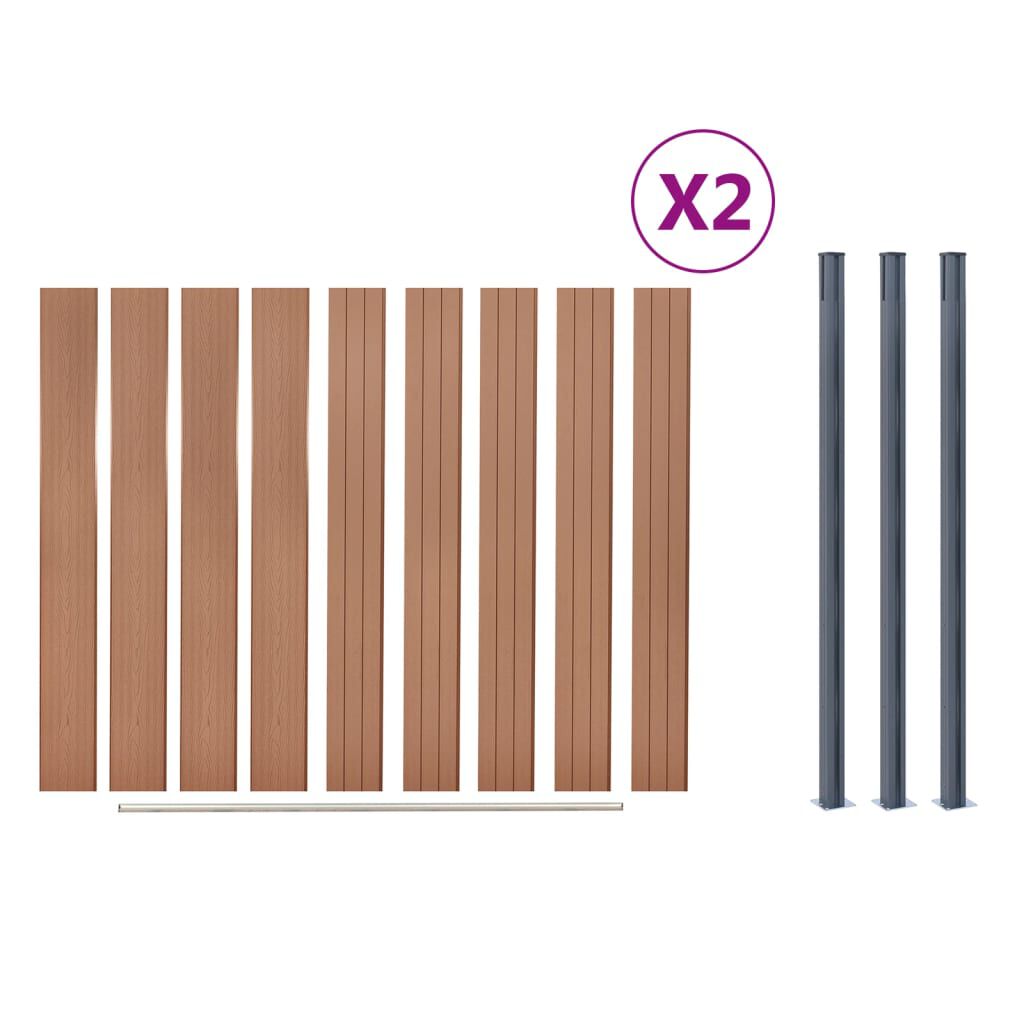 vidaXL Fence Panel Set Brown 353x186 cm WPC