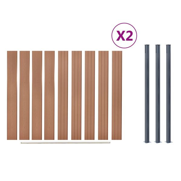 vidaXL Fence Panel Set Brown 353x186 cm WPC