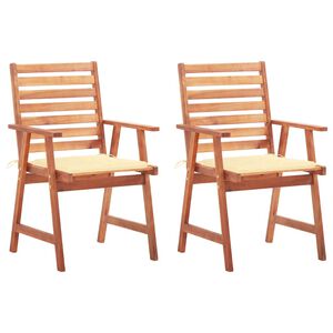vidaXL Outdoor Dining Chairs 2 pcs with Cushions Solid Acacia Wood