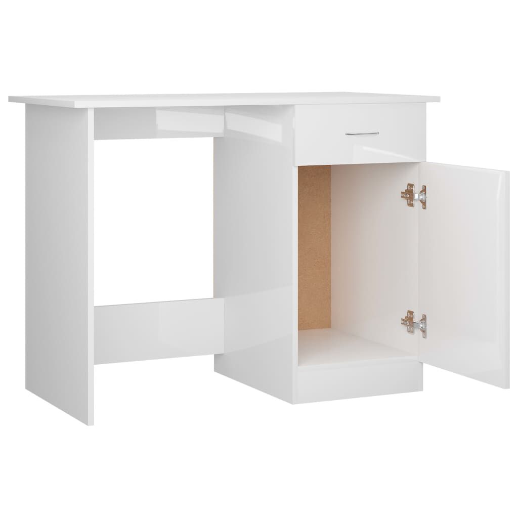 vidaXL Desk High Gloss White 100x50x76 cm Engineered Wood
