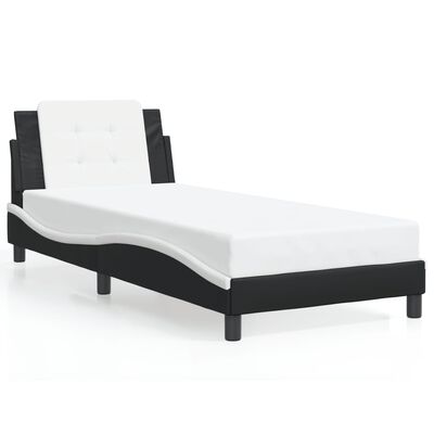 vidaXL Bed Frame without Mattress Black and White 100x190 cm Faux Leather