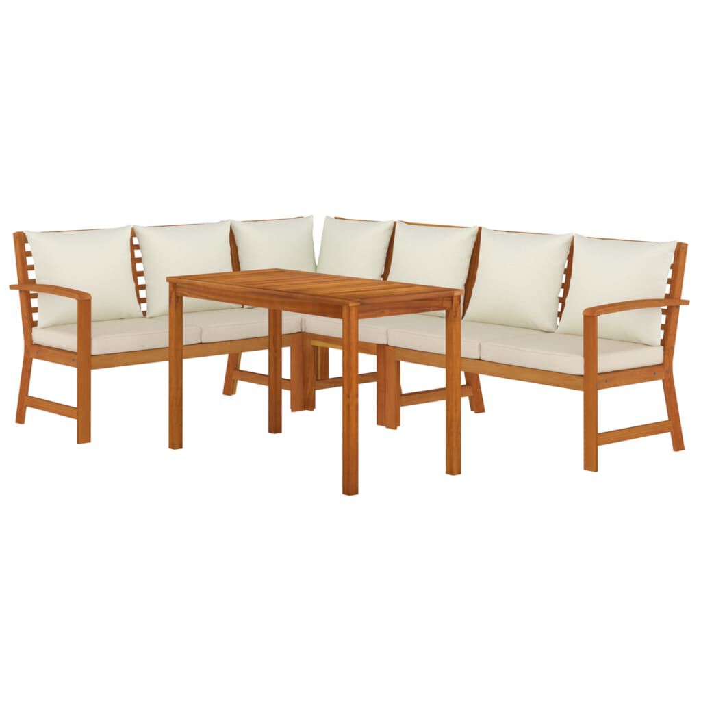 vidaXL 5 Piece Garden Dining Set with Cushions Solid Wood Acacia