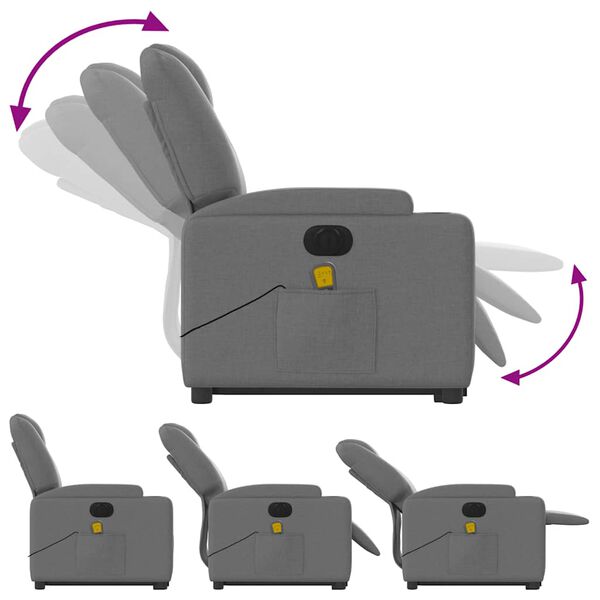 vidaXL Electric Stand up Massage Recliner Chair Dark Grey Fabric