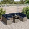 vidaXL Sofa Set with Cushion Manual 10 pcs Black and Blue Poly Rattan