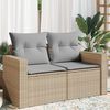 vidaXL Garden Sofa with Cushions 2-Seater Beige Poly Rattan