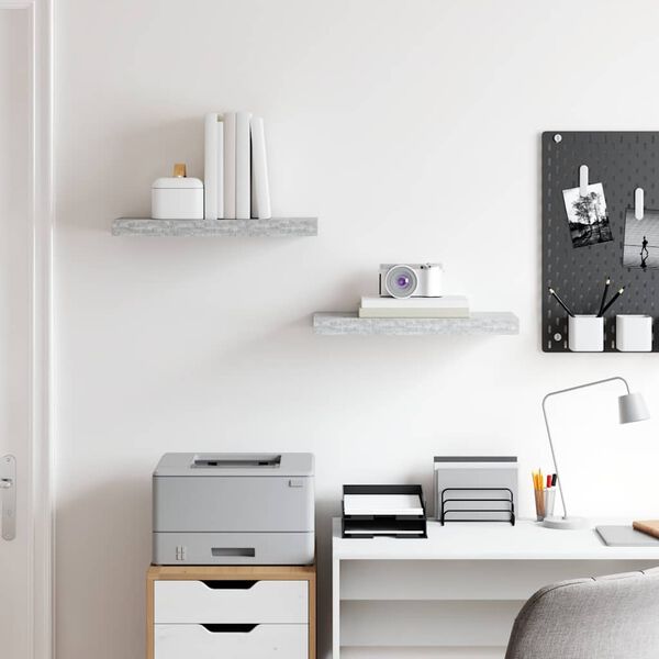 vidaXL Floating Wall Shelves 2 pcs Concrete Grey 50x23x3.8 cm MDF