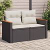 vidaXL Garden Sofa with Cushions 2-Seater Black Poly Rattan