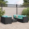vidaXL 6 Piece Garden Lounge Set with Cushions Black Poly Rattan