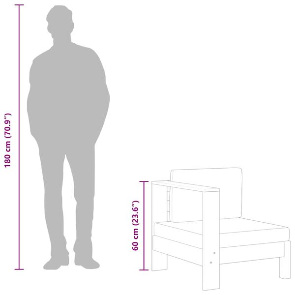vidaXL Middle Sofa with 1 Armrest Cream White Solid Acacia Wood