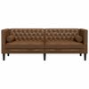 vidaXL Chesterfield Sofa with Bolsters 3-Seater Brown Faux Suede Leather