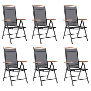vidaXL Folding Garden Chairs 6 pcs Textilene Black