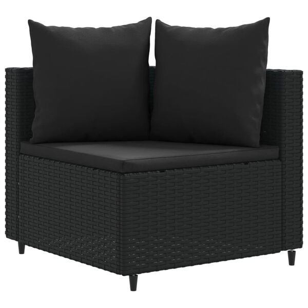vidaXL 5 Piece Garden Sofa Set with Cushions Black Poly Rattan