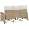 vidaXL Reclining Garden Sofa with Cushions L-shaped Beige Poly Rattan