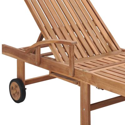 vidaXL Sun Lounger with Anthracite Cushion Solid Teak Wood