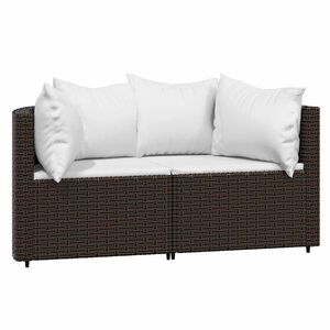 vidaXL Garden Corner Sofas with Cushions 2 pcs Brown Poly Rattan