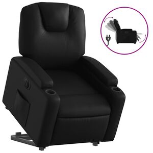 vidaXL Electric Stand up Recliner Chair Black Faux Leather
