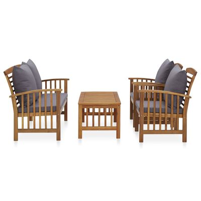 vidaXL 4 Piece Garden Lounge Set with Cushions Solid Acacia Wood (310258+310264)