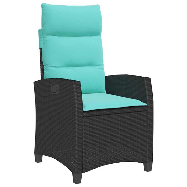 vidaXL Reclining Garden Chair with Side Table Black Poly Rattan