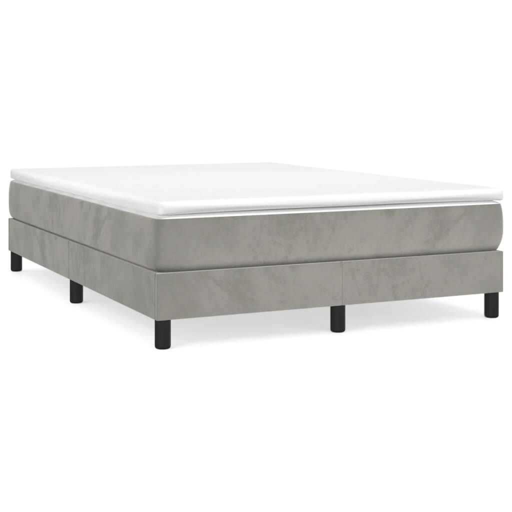 vidaXL Box Spring Bed with Mattress Light Grey 152x203 cm Queen Velvet