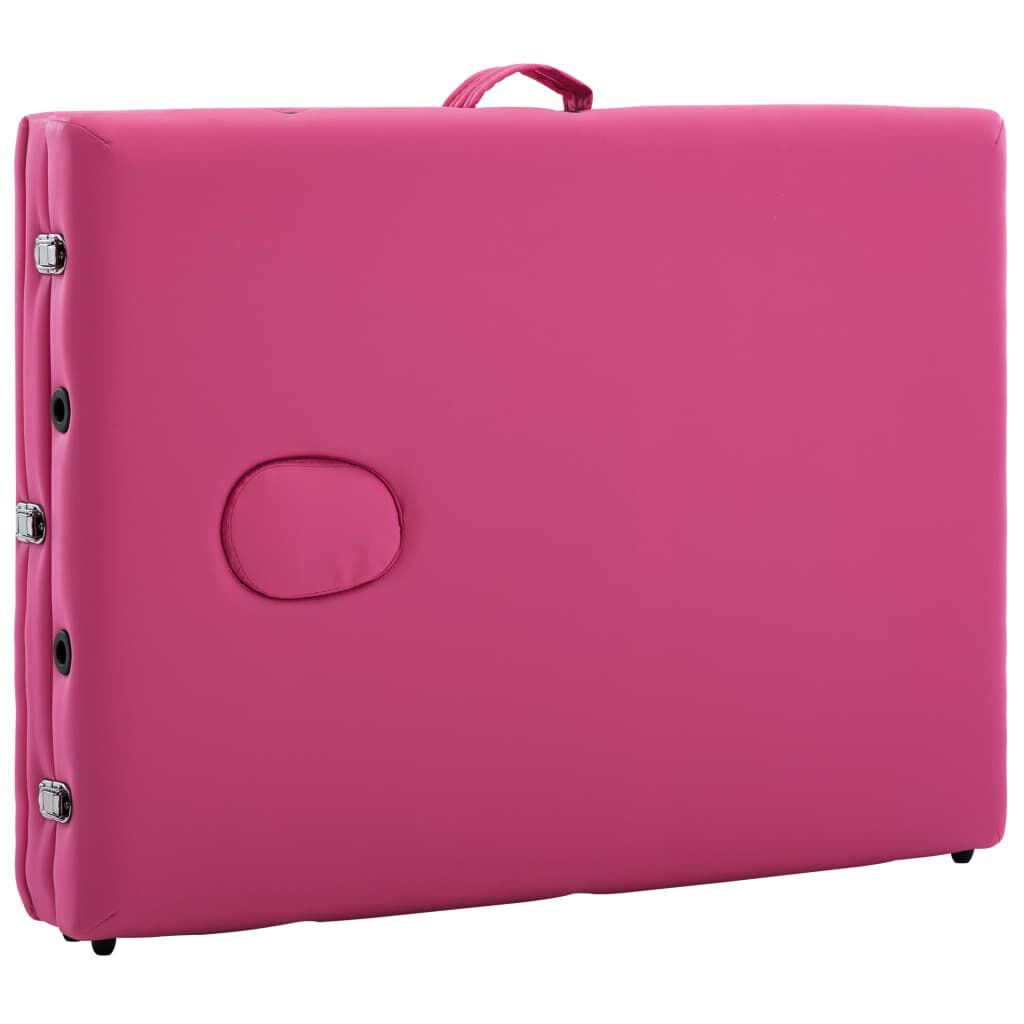vidaXL Foldable Massage Table 3 Zones Aluminium Pink
