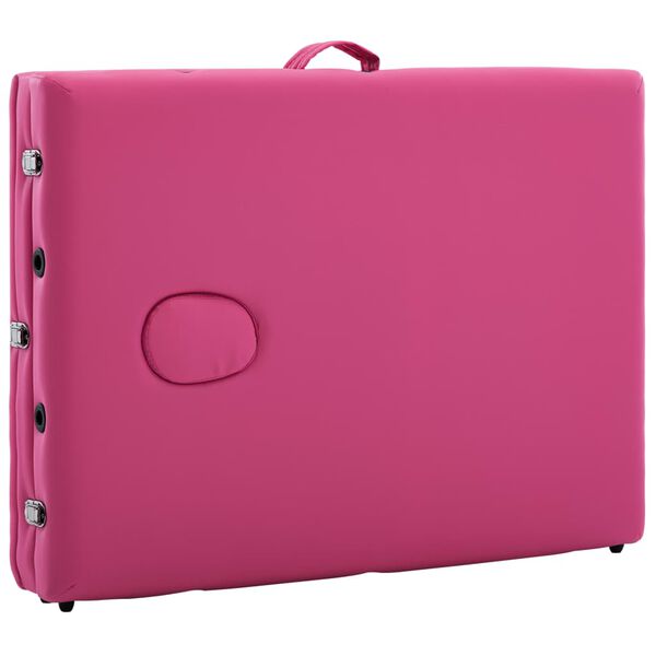 vidaXL Foldable Massage Table 3 Zones Aluminium Pink