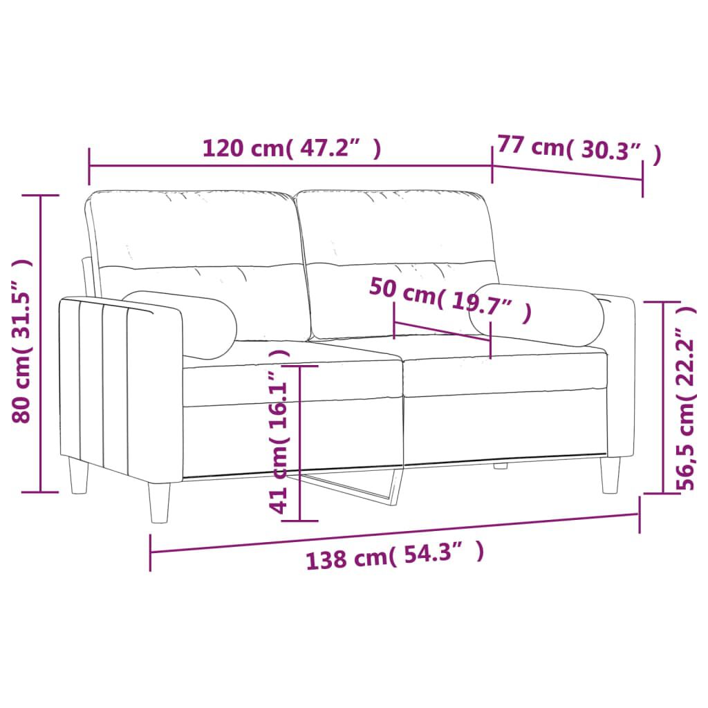 vidaXL 2-Seater Sofa with Pillows&Cushions Dark Grey 120 cm Fabric