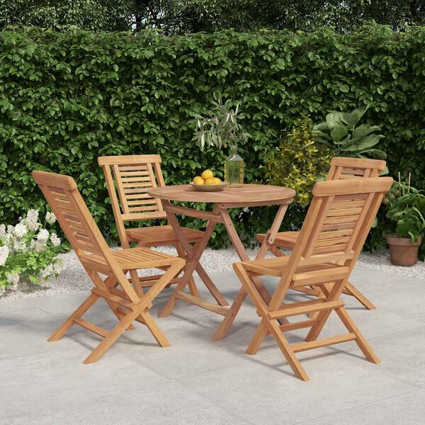 vidaXL 5 Piece Garden Dining Set Solid Wood Teak