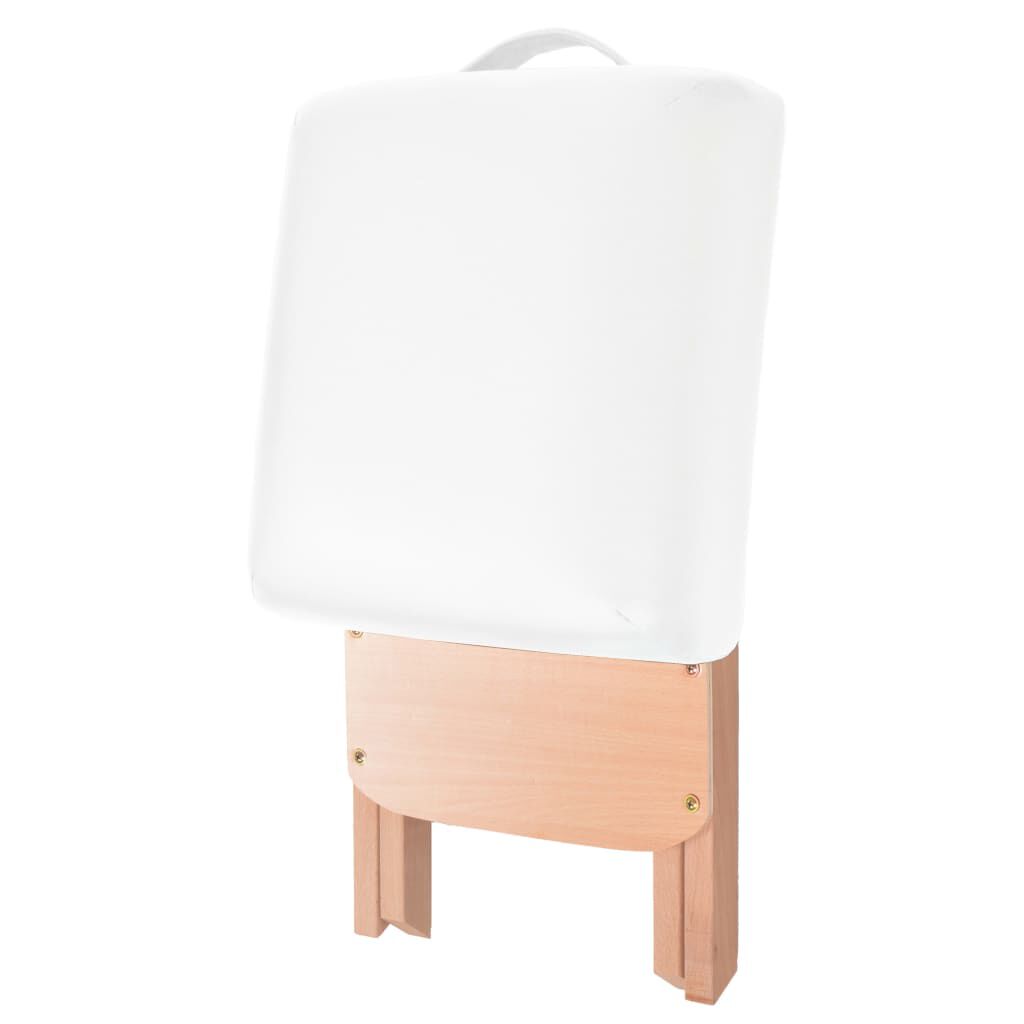 vidaXL 2-Zone Folding Massage Table and Stool Set 10 cm Thick White