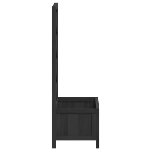 vidaXL Planter with Trellis Black Solid Wood Fir