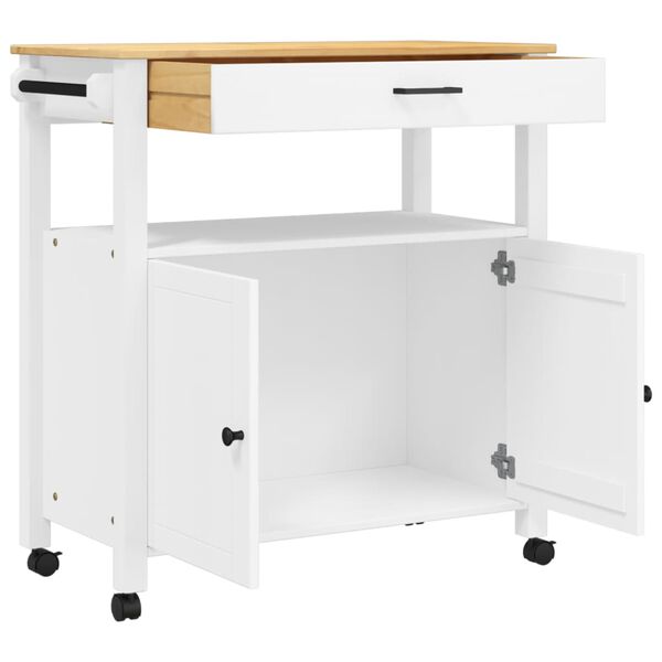 vidaXL Kitchen Trolley MONZA 84x40x90 cm Solid Wood Pine